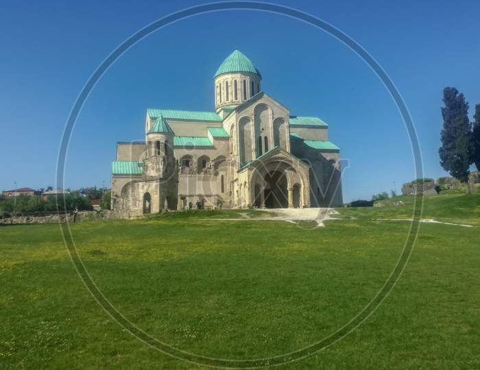 Kutaisi, Georgia- April 25 2018: Ukimerioni hill Bagrati Cathedral