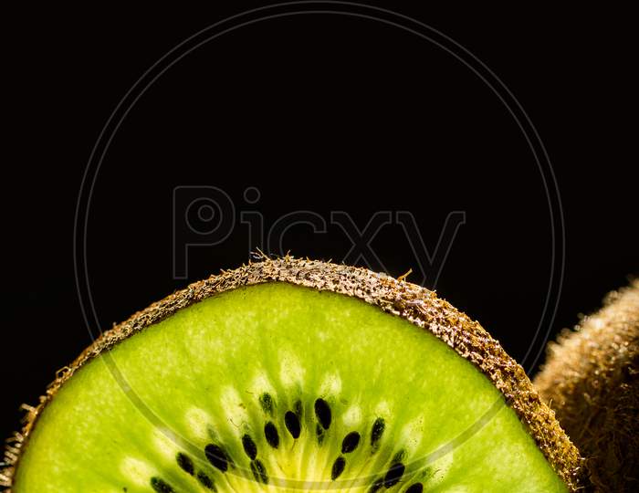 Kiwi fruits on Black Background