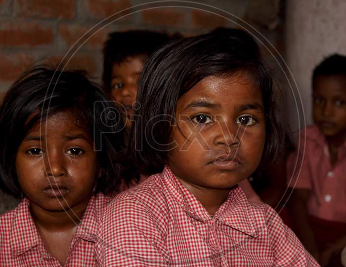 Portrait of Rural Kids in School Dress