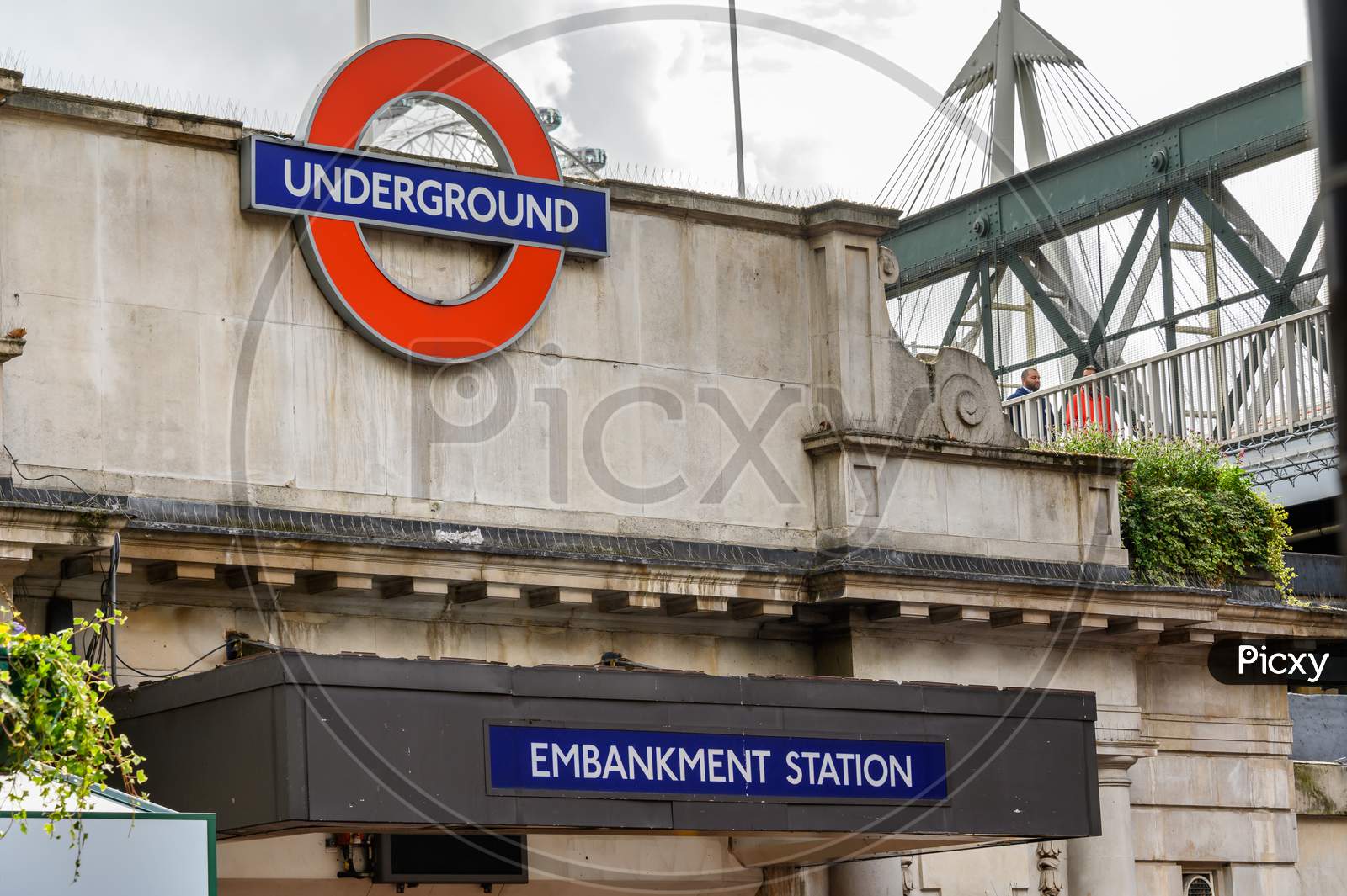Signs Above The Entrance To Embankment London Underground Tube Station
