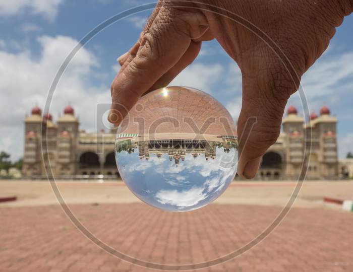 crystal ball photography of Ambavilas Palace in Mysore.