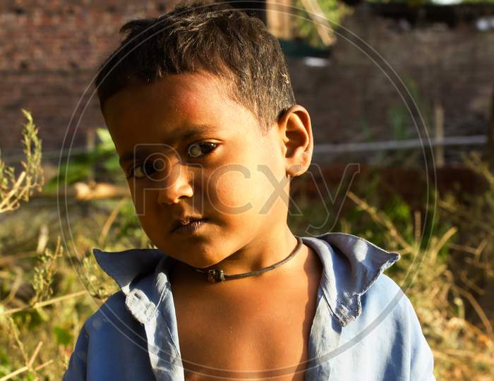 Portrait of a Young Rural Indian Boy