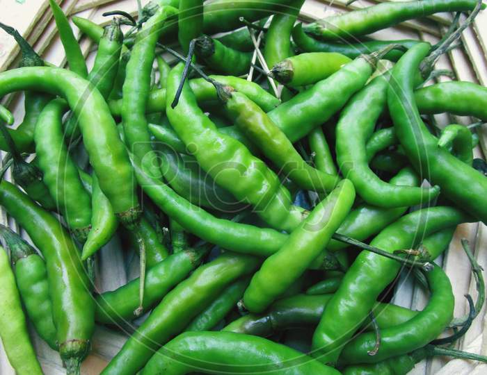 Hari mirch , green chillies , green chillies stock