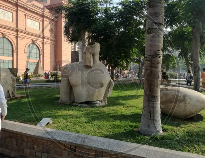 Cairo, Egypt- November 2017: National Museum Outdoor Statue