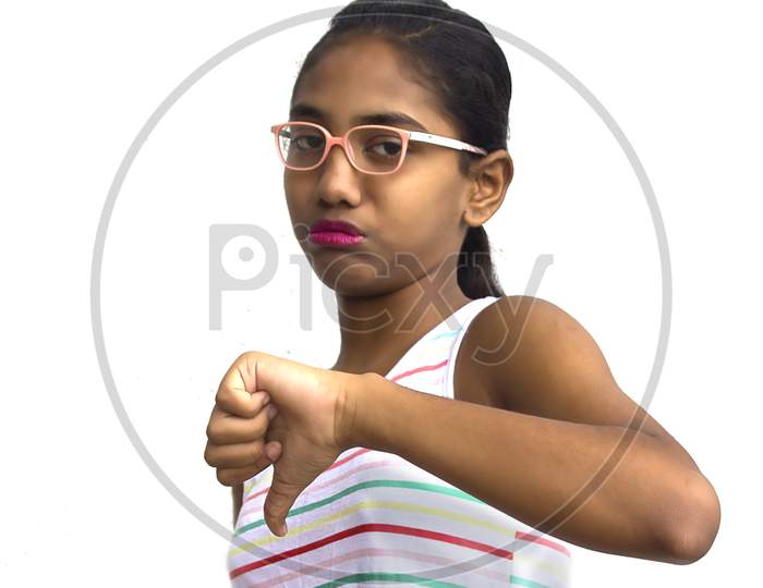 Portrait of a Young Indian Girl with unhappy Face