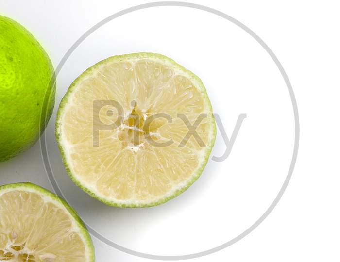 Lemon pieces on White Background