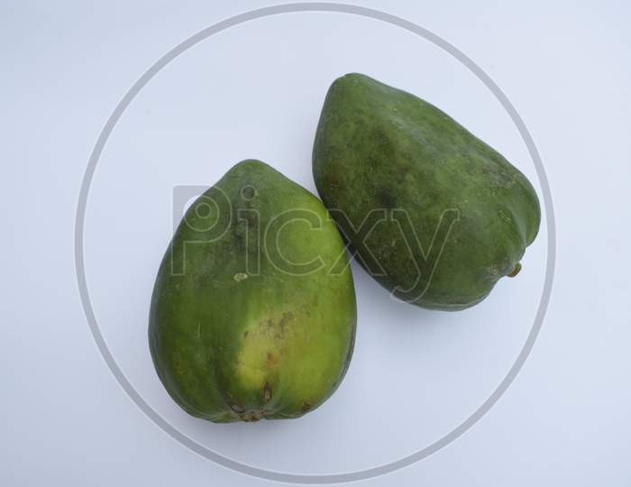 Green Papaya, Papaw Or Pawpaw Or Raw Papaya Fruit Indian Mexico American