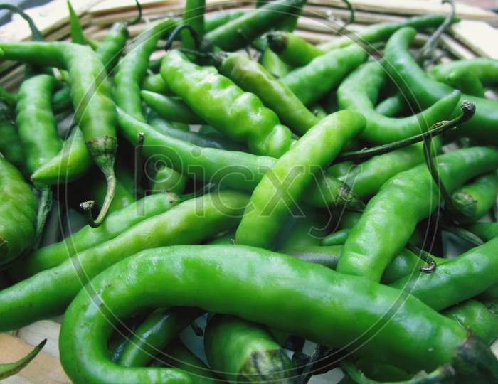 Green chillies , hari mirchi
