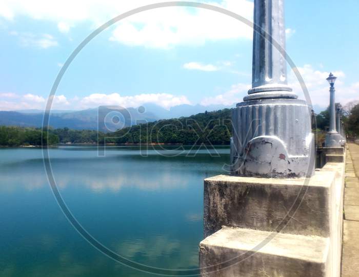 Blue lake and bridge  Neyyar dam Trivandrum