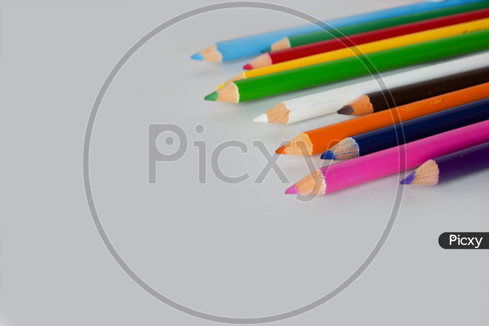 Colour Pencils on White Background