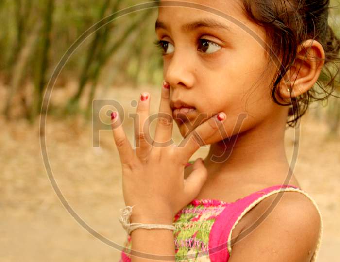 Portrait of a Young Indian Rural Girl