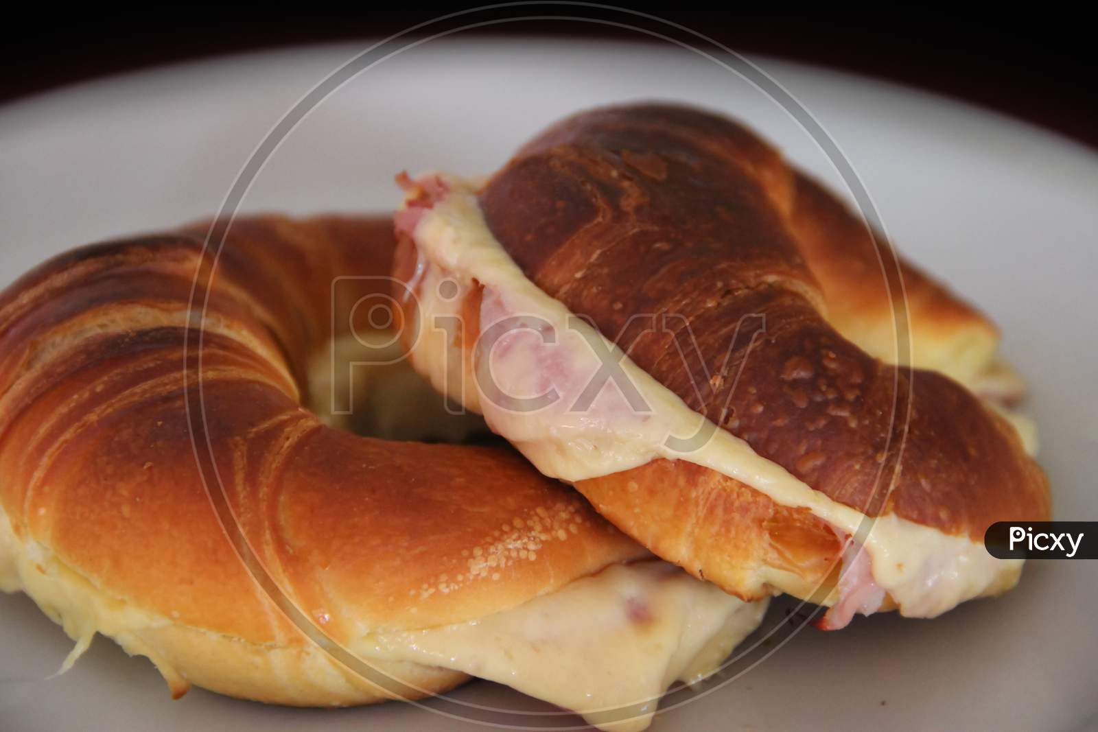 Puff Pastry Croissants Stuffed With Ham And Cheese