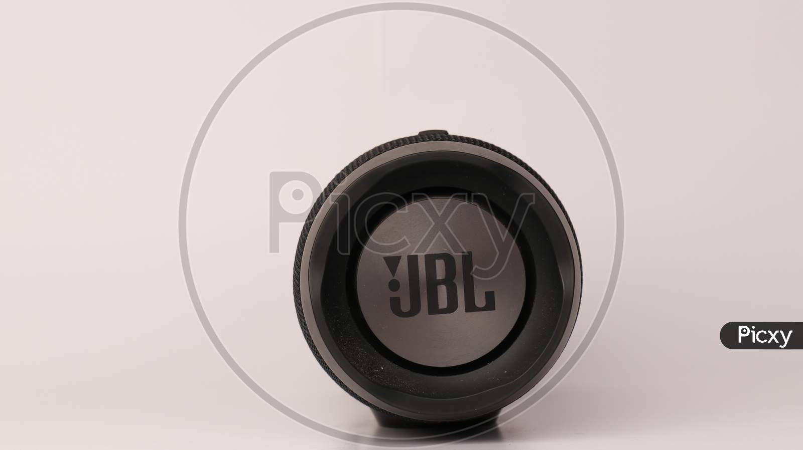 JBL logo on a side radiator for the bluetooth speaker