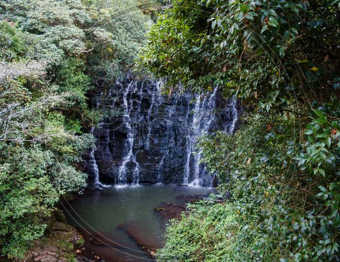 Beautiful Elephant Falls, the Three steps water falls, in Shillong, Meghalaya, East Khasi Hills, India