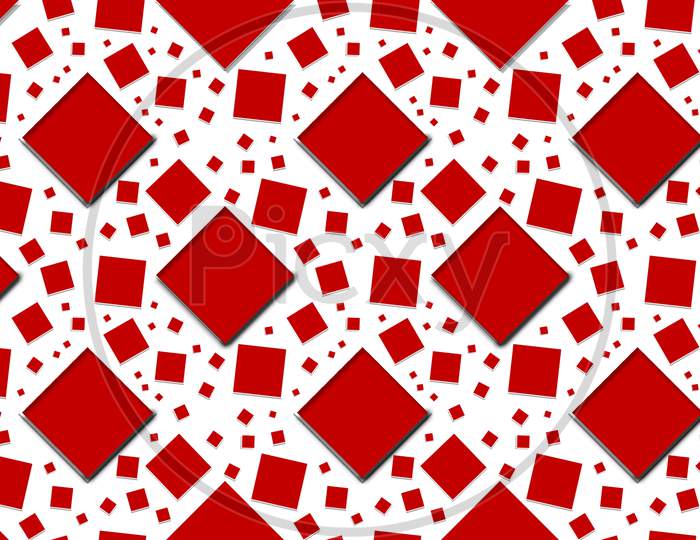 Series Of Geometrical Abstract Seamless Patterns With Red Squares