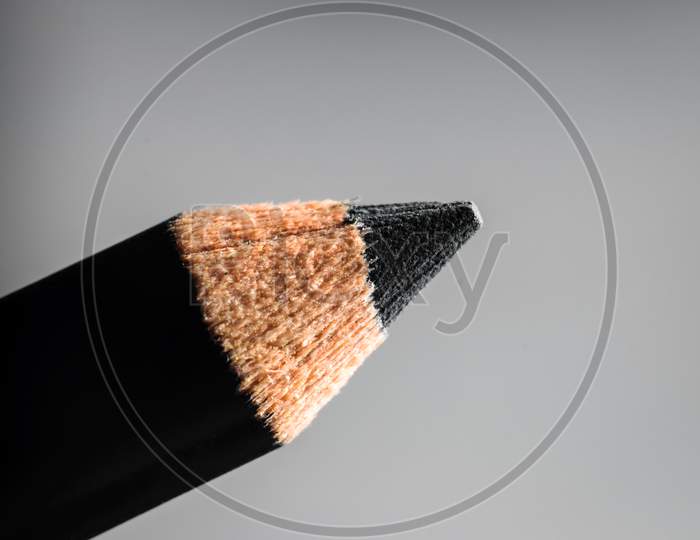 A Macro Shot Of A Black Pencil Tip. Kept In A White Background