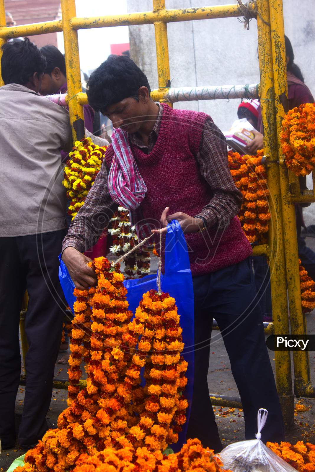 A Flower vendor in a Market