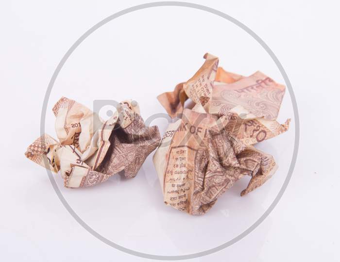 Squeezed Ten Rupees Currency Throw Trash