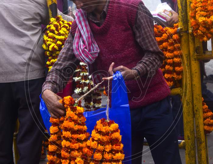 A Flower vendor in a Market