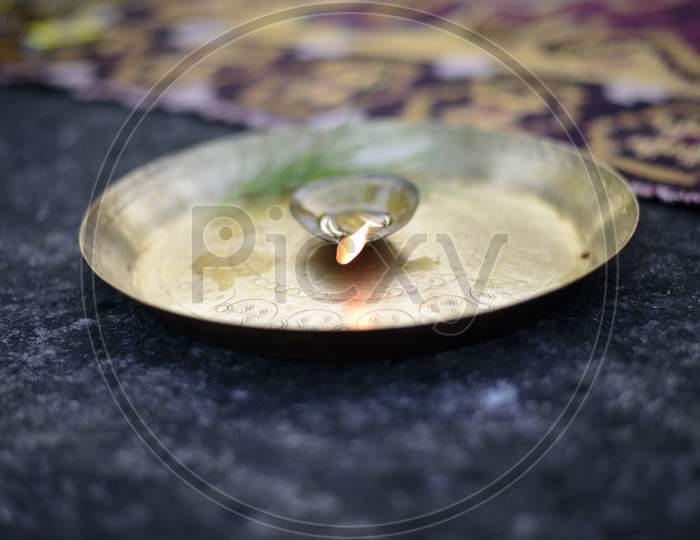 Diya used in an event of rice ceremony of child