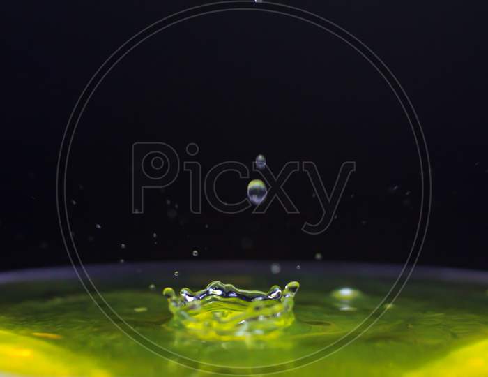 Yellow Color Water Drop In Water