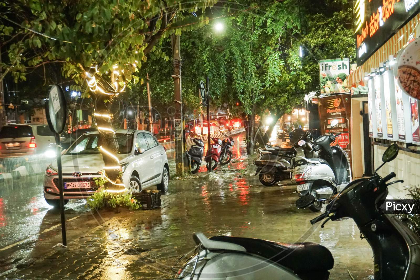 Bengaluru/Karnataka,India-June 11, 2020 : rain and road Indian street photography