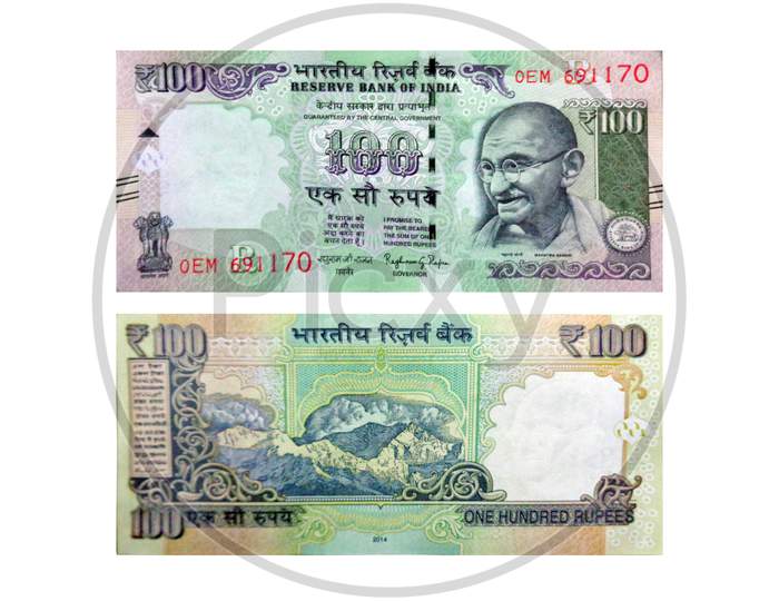 Indian Currency Of 100 Rupee Notes
