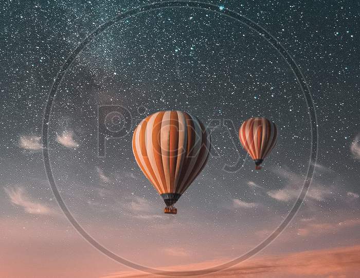 View of Hot Air Balloon in the sky