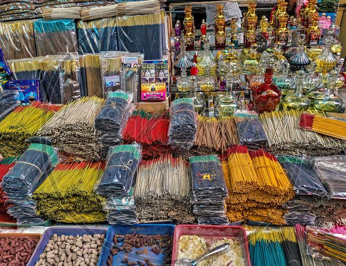 Shop Selling Handmade Incense Sticks And Scent Bottles In Devaraja Market Mysore In India