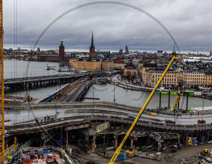 Stockholm, Sweden- February 2020: City View From Top