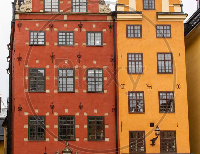 Stockholm, Sweden- February 2020: Famous colorful Buildings