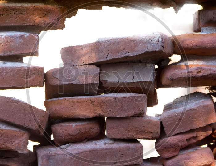Hole In The Old Bricks Wall Crumbling