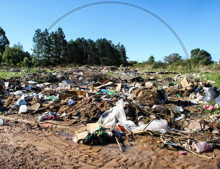 Landfill With Human Waste That Contaminates The Environment