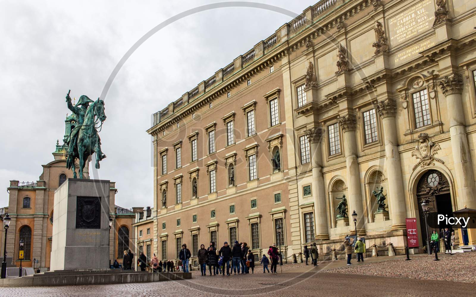 Stockholm, Sweden- February 2020: Horse Statue, Royal Castle