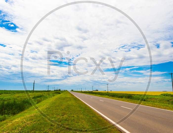 Road In The Plains Sown Concept Of Distance Travel And Destiny