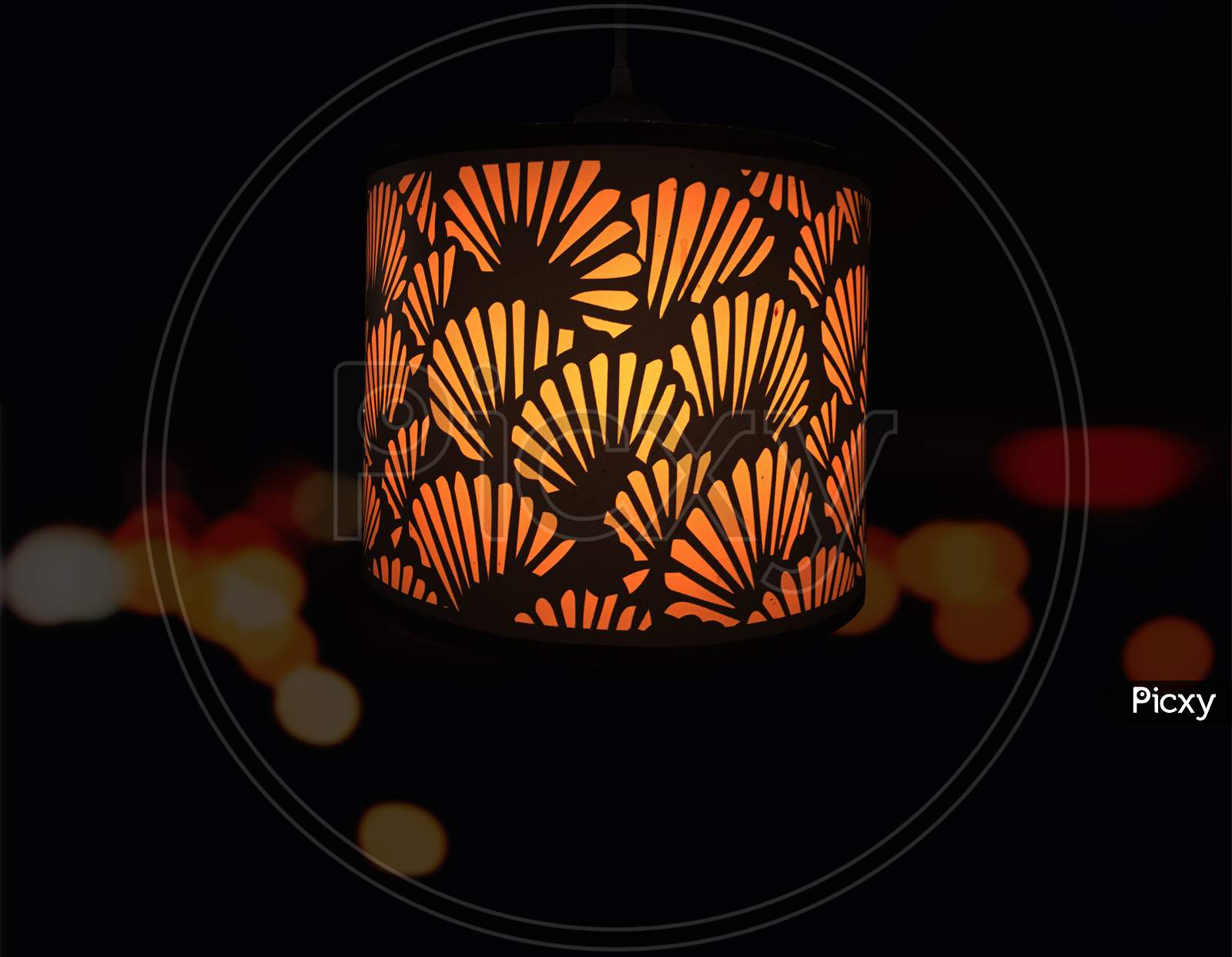 Hanging Night Lamp Illuminated And Bokeh Background