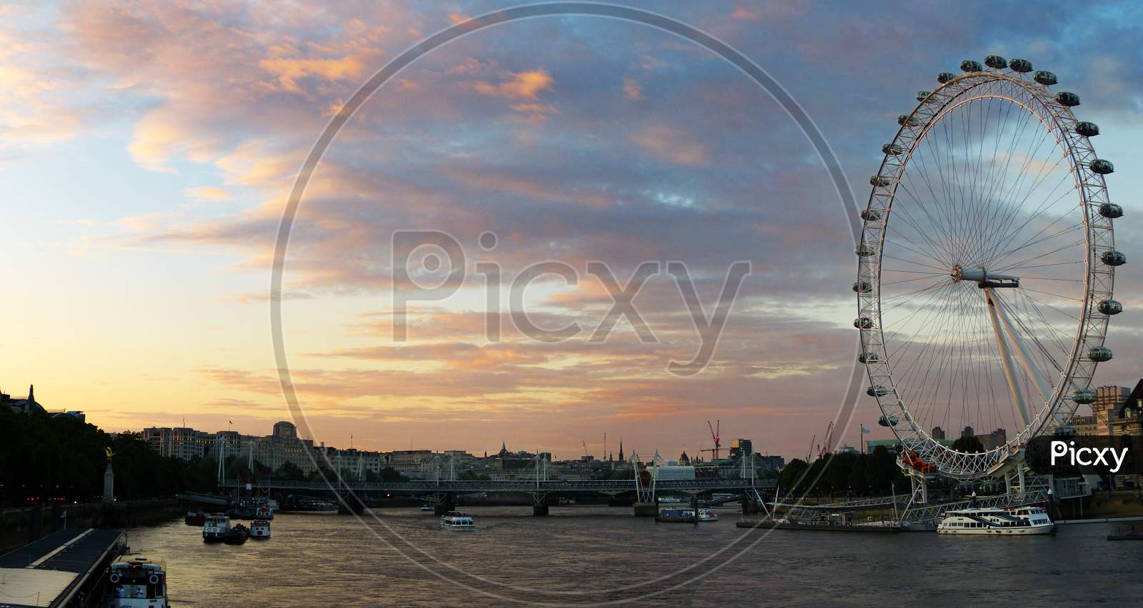 The London Eye at sunset.