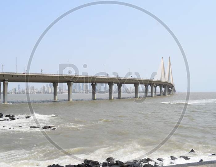 View Of Rajiv Gandhi Sea Bridge At Mumbai