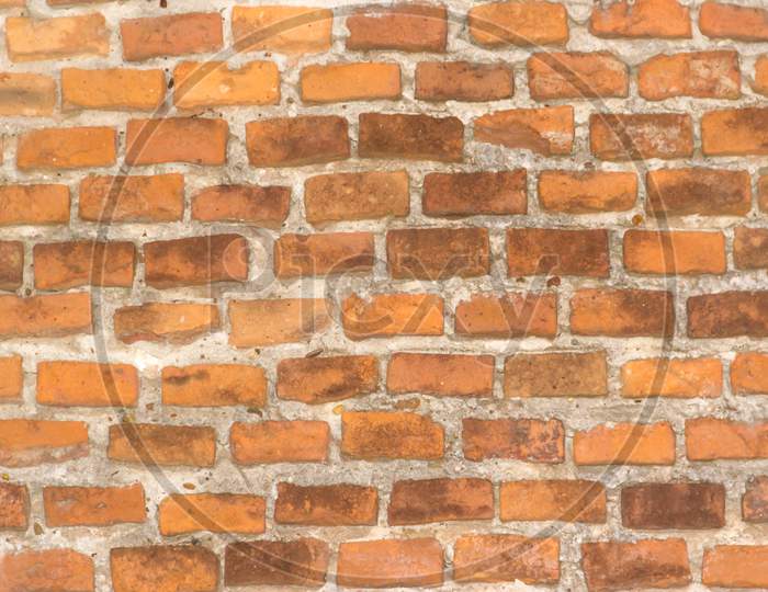 Background With Old Bricks Wall Texture And Cement