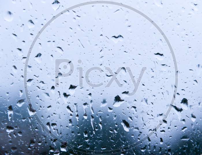 Background With Wet Glass Texture With Drops