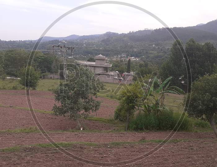 Cultivated land view village