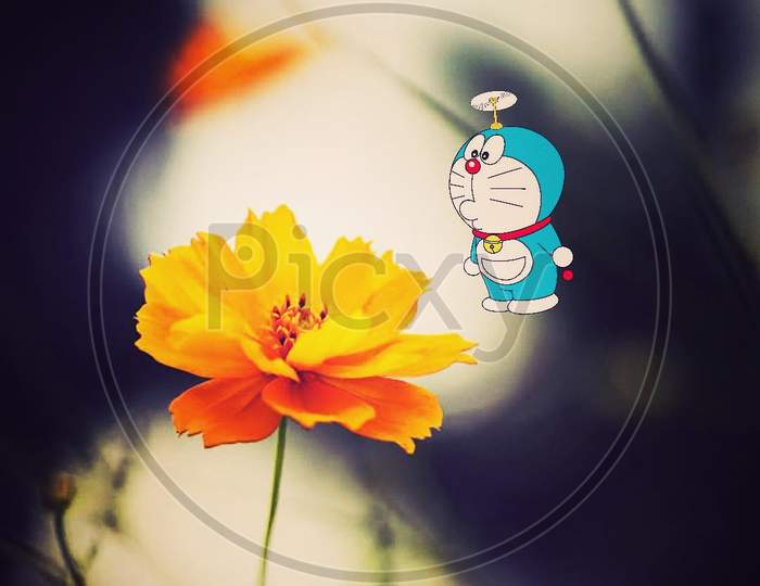 Doremon with flower