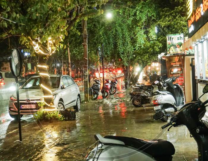 Bengaluru/Karnataka,India-June 11, 2020 : rain and road Indian street photography