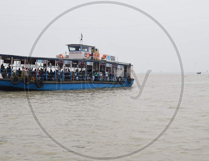 Ships Are Ready To Float On The Sea At Gangasagar