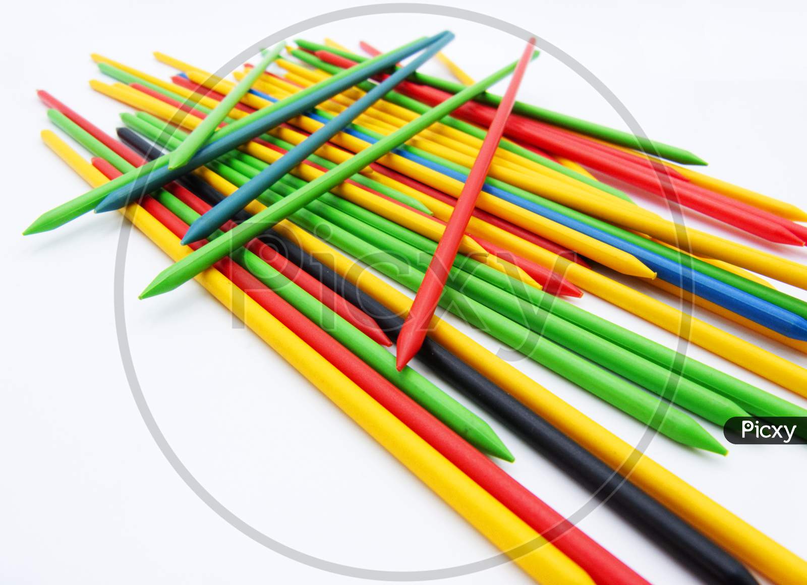 The game of shangai or mikado, colored plastic sticks