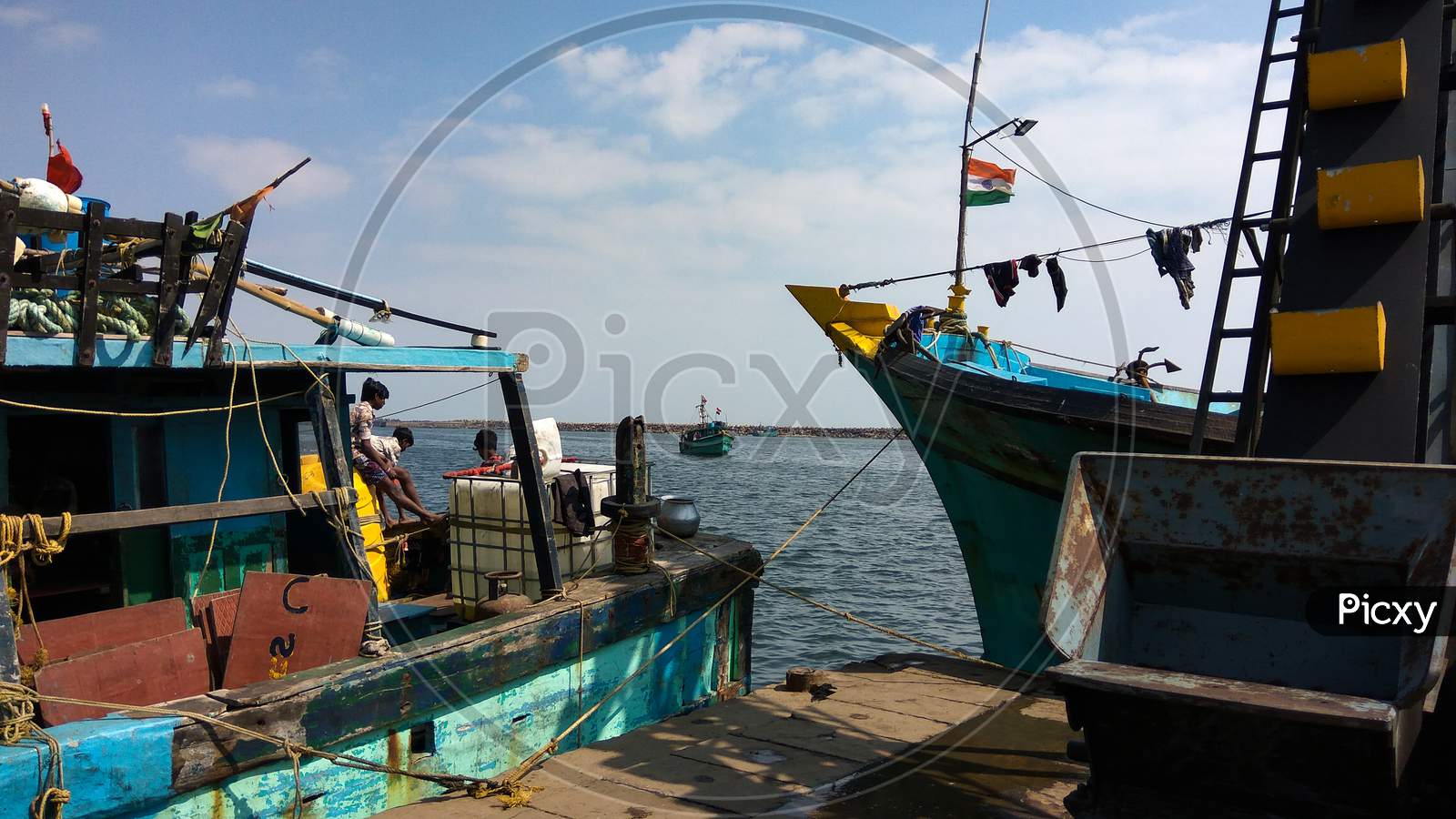 Indian Fishing Boats With Men