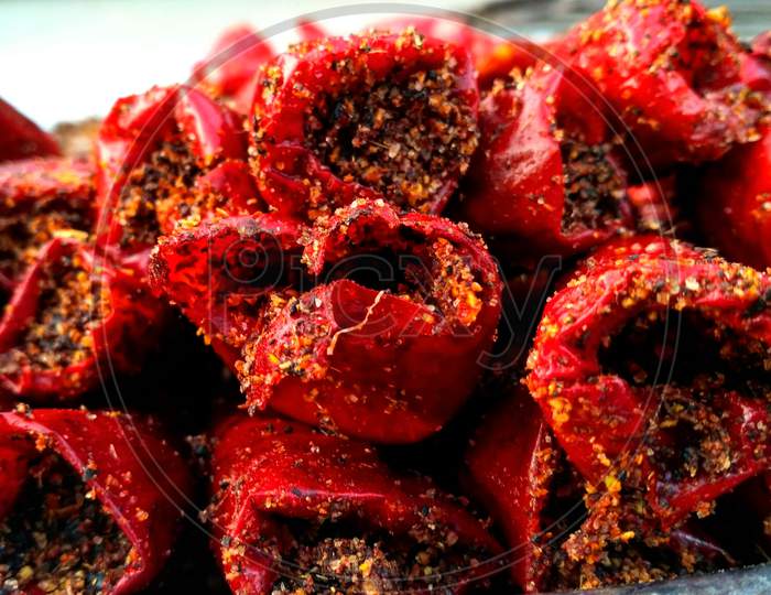 Red chilly pickles.