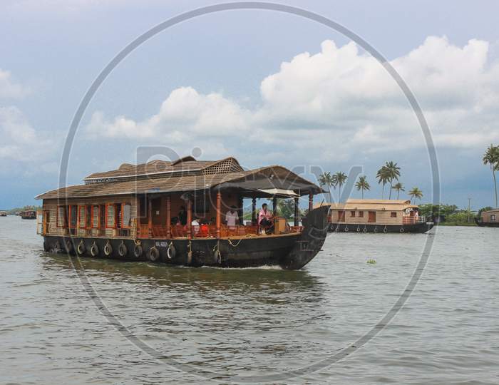An Houseboat in Alleppey backwaters in Kerala/India.