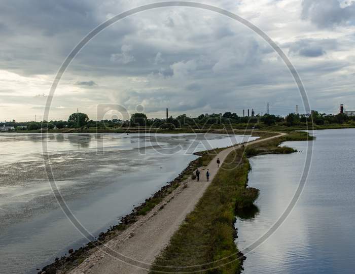 Liepaja, Latvia- August 2019: Large City Lake View