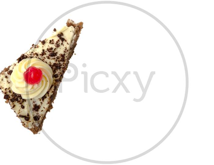 Portion Of Cake Isolated On White Background Top View